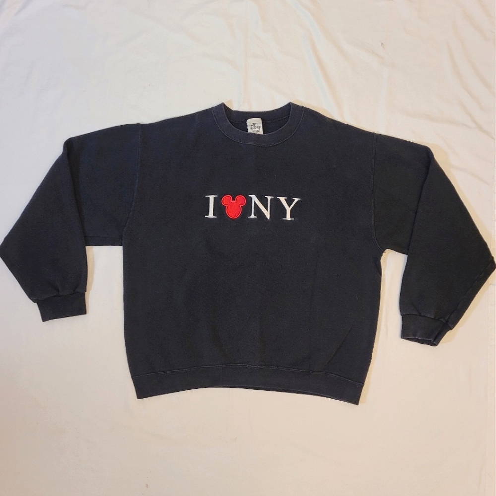 Vintage Disney Store I Love NY Mickey Mouse Crewneck Pullover Sweater